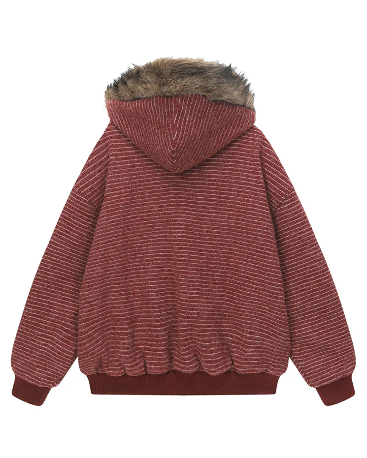 High-Street Striped Loose Hooded Sweatshirt - Image 8