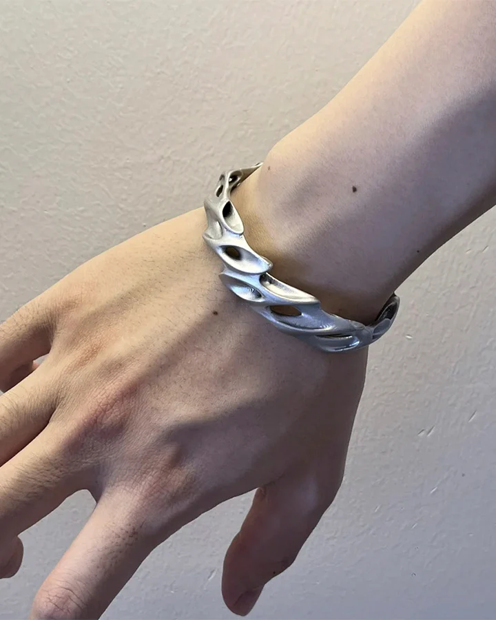 Hip-Hop Hollow Alloy Cuff Bracelet - Image 2