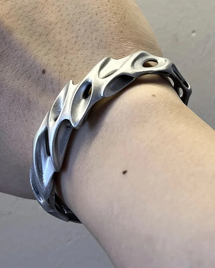 Hip-Hop Hollow Alloy Cuff Bracelet - Image 4