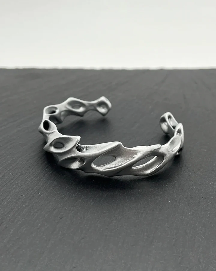 Hip-Hop Hollow Alloy Cuff Bracelet - Image 5