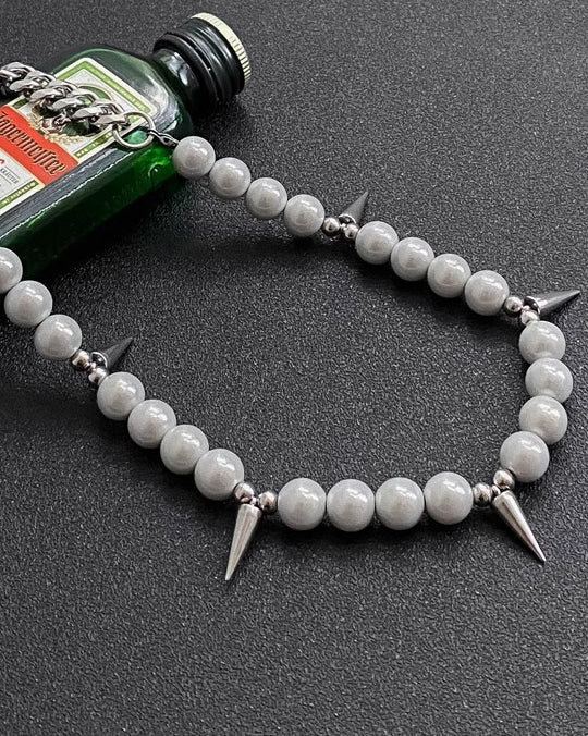 Hip-Hop Pearl Spike Necklace - Image 6