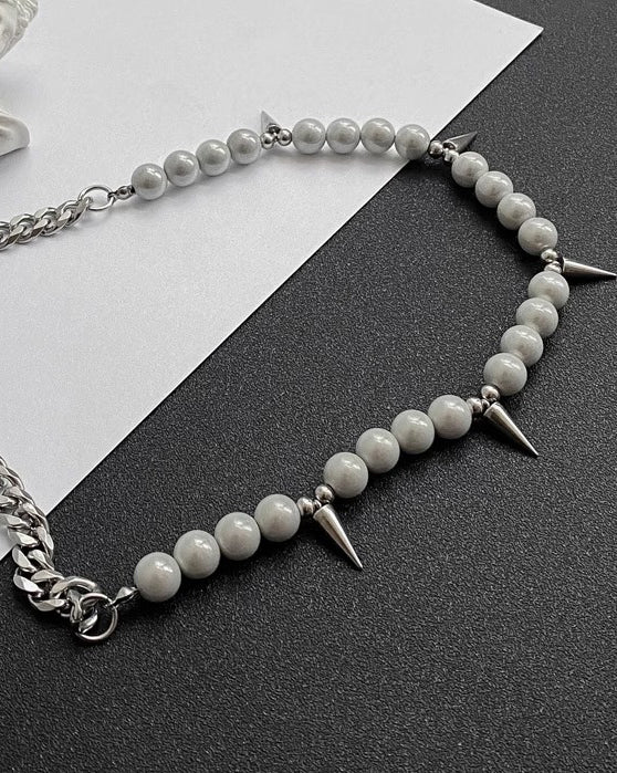 Hip-Hop Pearl Spike Necklace - Image 7