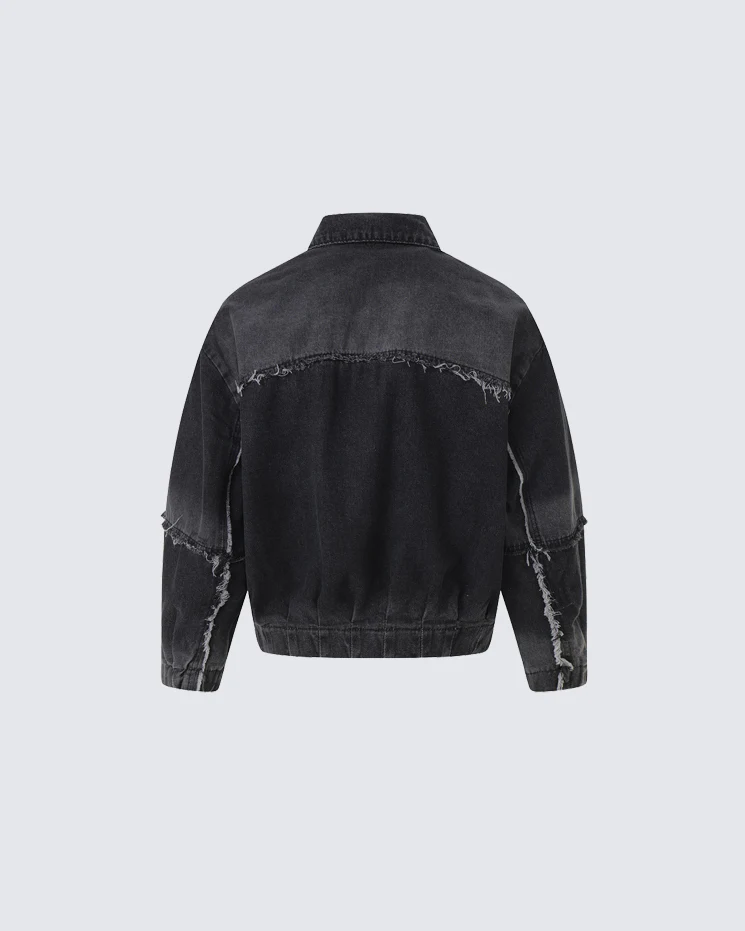 Hip-Hop Shoulder-Padded Denim Jacket - Image 2