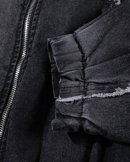 Hip-Hop Shoulder-Padded Denim Jacket - Image 4