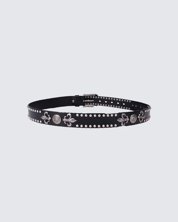 Hip-hop Style Belt with Metal Rivets and Cowhide - Image 4