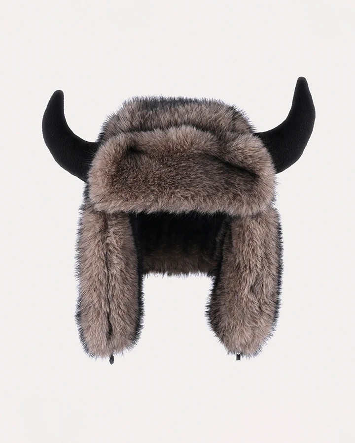 Horn Faux Mink Fur Trapper Hat - Image 10