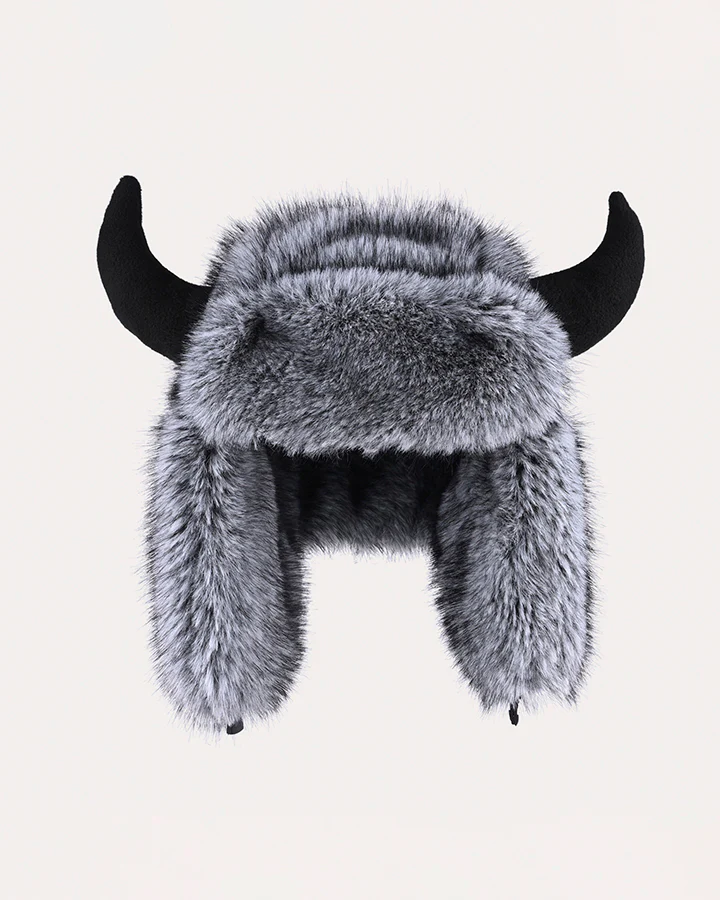 Horn Faux Mink Fur Trapper Hat - Image 11