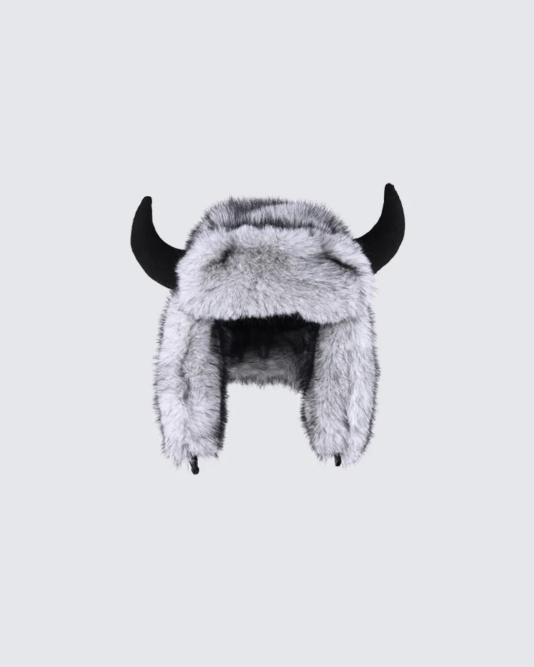 Horn Faux Mink Fur Trapper Hat - Image 3