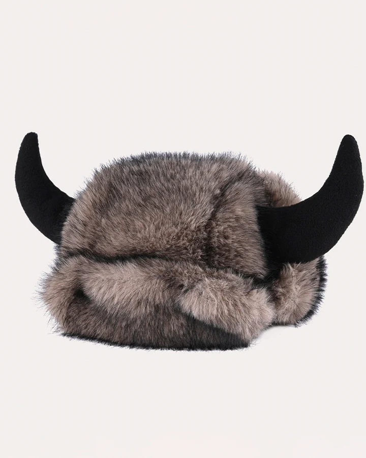 Horn Faux Mink Fur Trapper Hat - Image 5