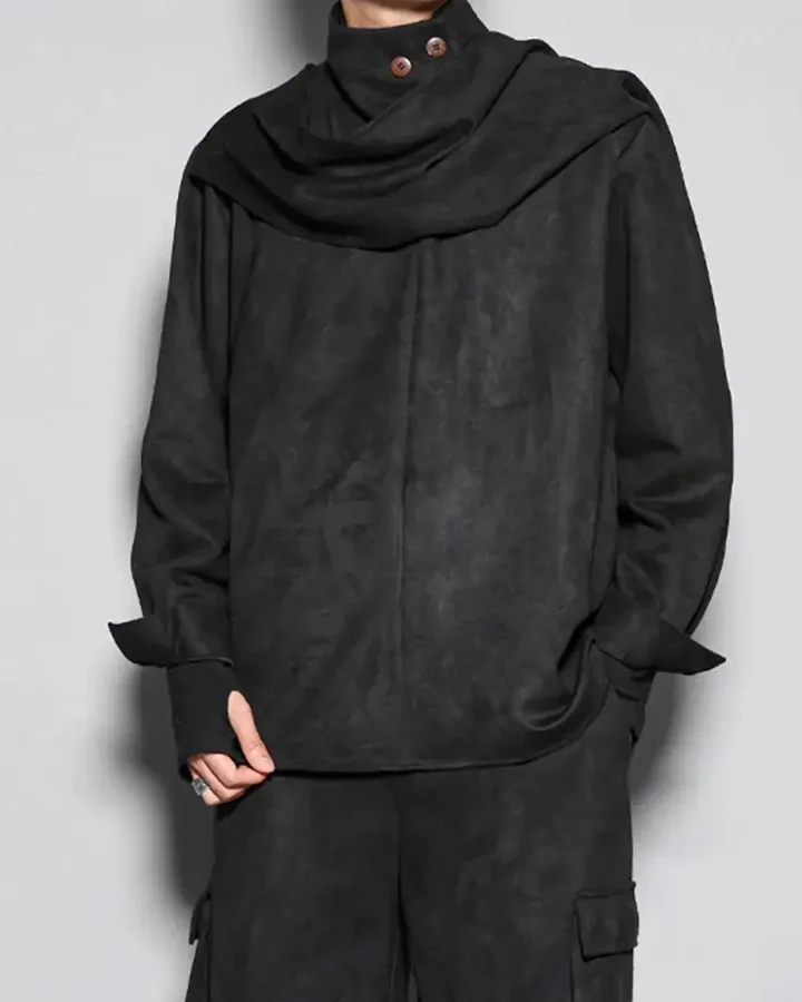 Asymmetric Collar Button-Up Shirt - Image 2