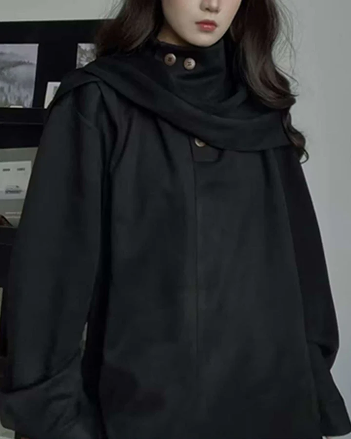 Asymmetric Collar Button-Up Shirt - Image 3