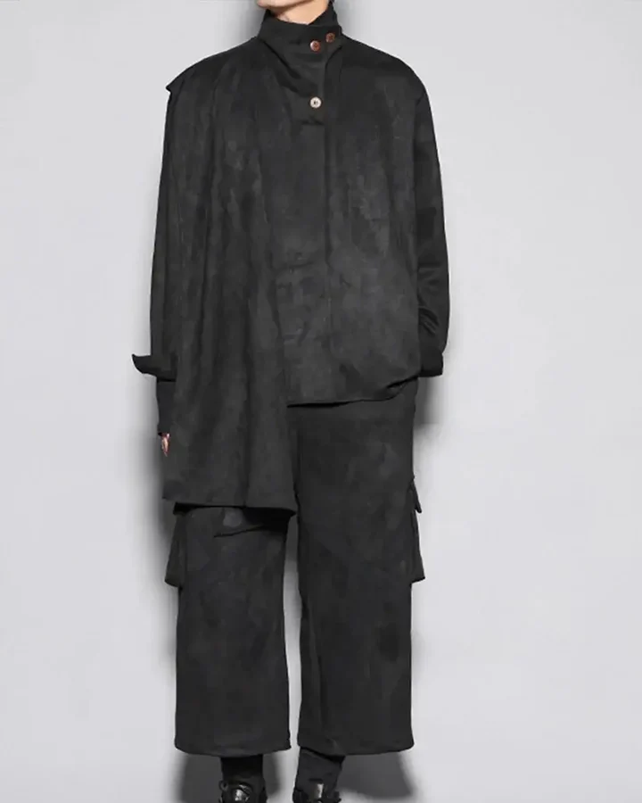 Asymmetric Collar Button-Up Shirt - Image 4