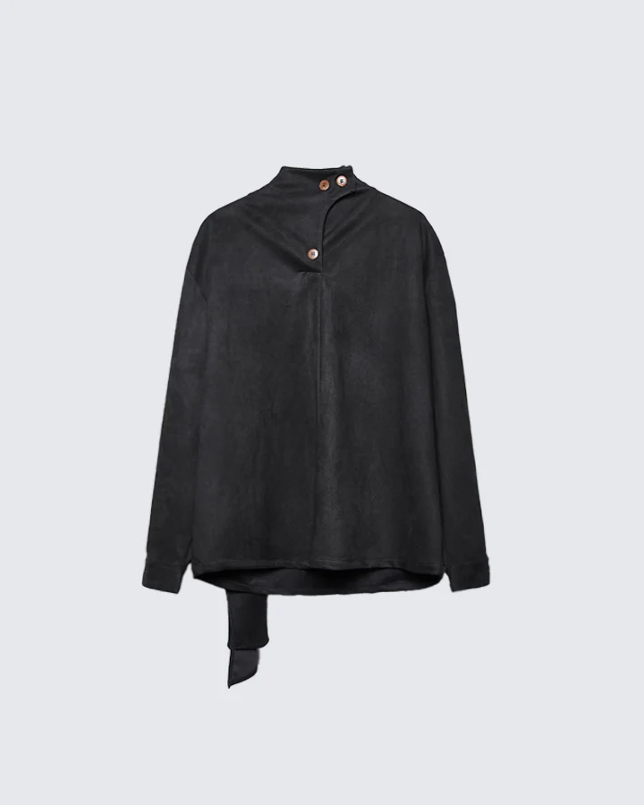 Asymmetric Collar Button-Up Shirt - Image 6