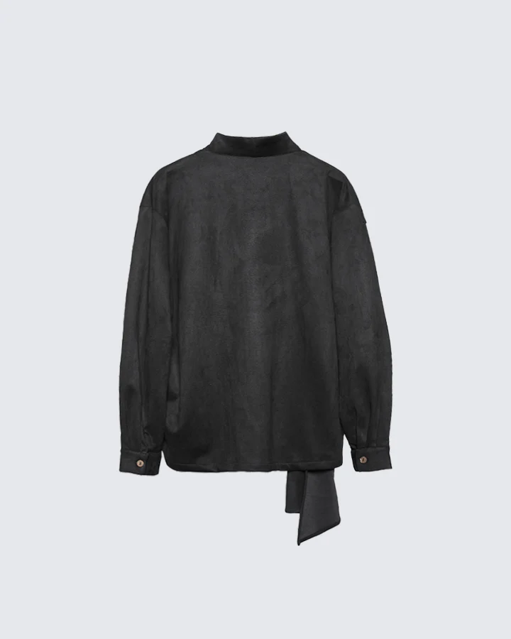 Asymmetric Collar Button-Up Shirt - Image 7