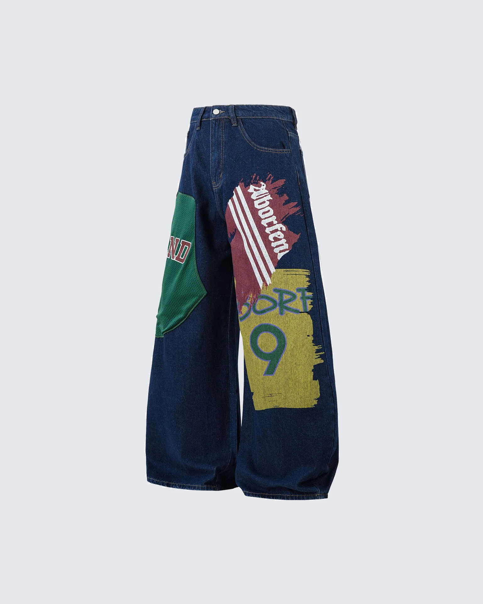INS Style Patch Embroidery Wide-Leg Jeans - Image 2