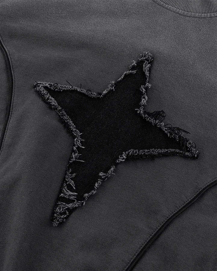 Distressed Star Patchwork Oversized Sweatshirt - Image 10