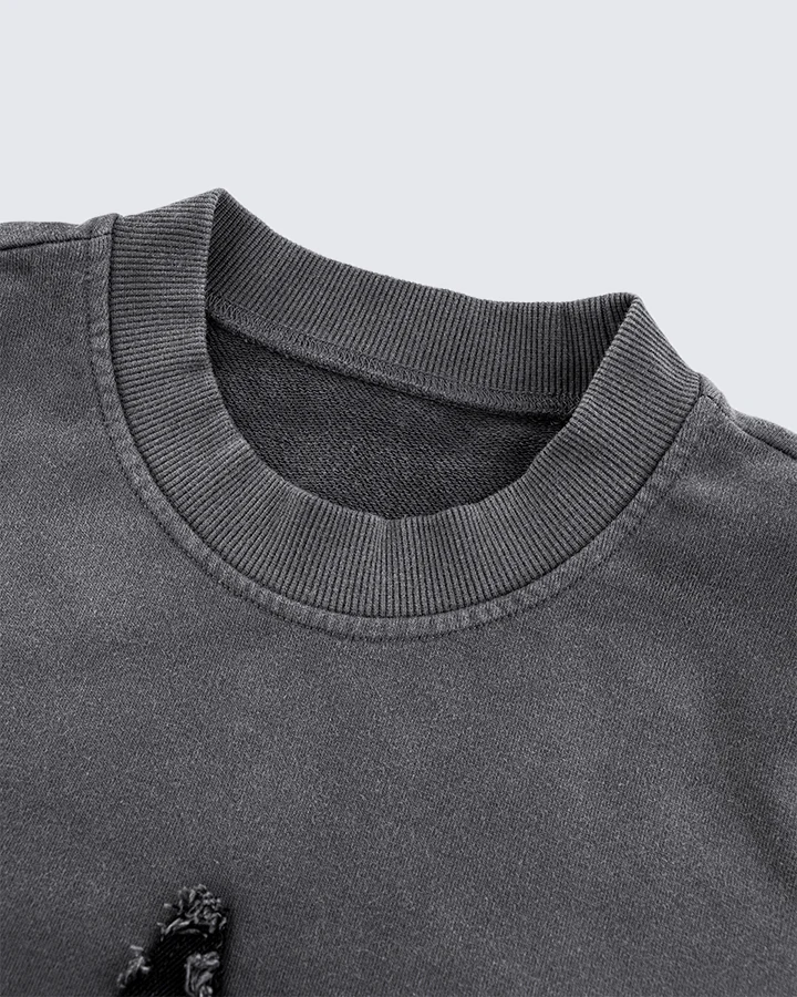 Distressed Star Patchwork Oversized Sweatshirt - Image 9