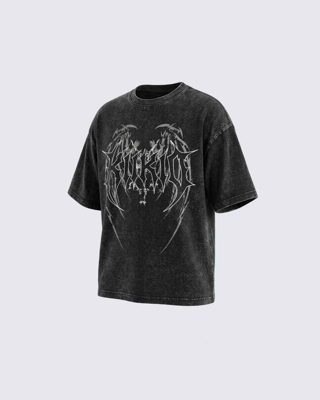 KIIKIO American Vintage Washed Gothic Print T-Shirt - Image 2