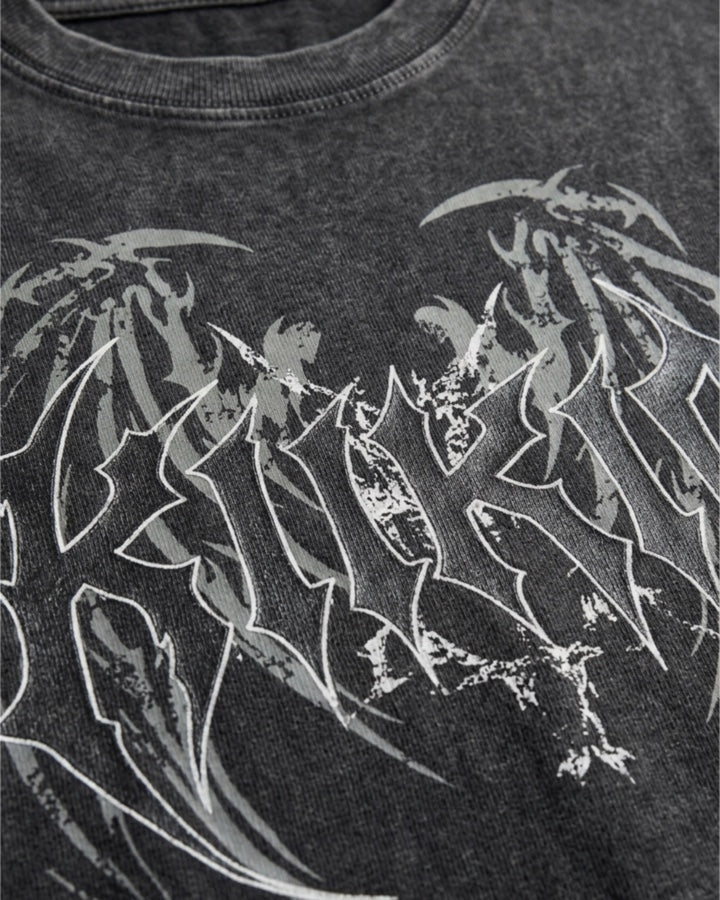 KIIKIO American Vintage Washed Gothic Print T-Shirt - Image 4