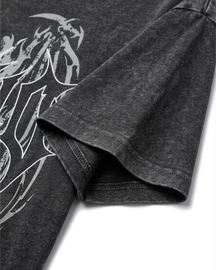KIIKIO American Vintage Washed Gothic Print T-Shirt - Image 5