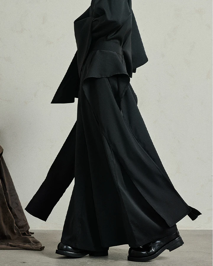 Avant-Garde Wide-Leg High Waist Trousers - Image 4