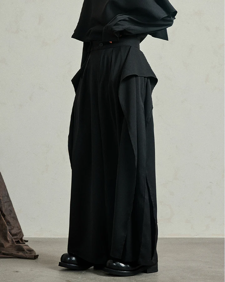 Avant-Garde Wide-Leg High Waist Trousers - Image 6
