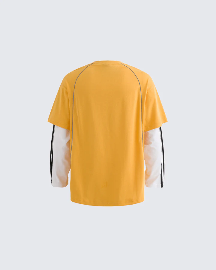 Contrast Sleeve Letter Print Street Style Long Sleeve T-Shirt - Image 4