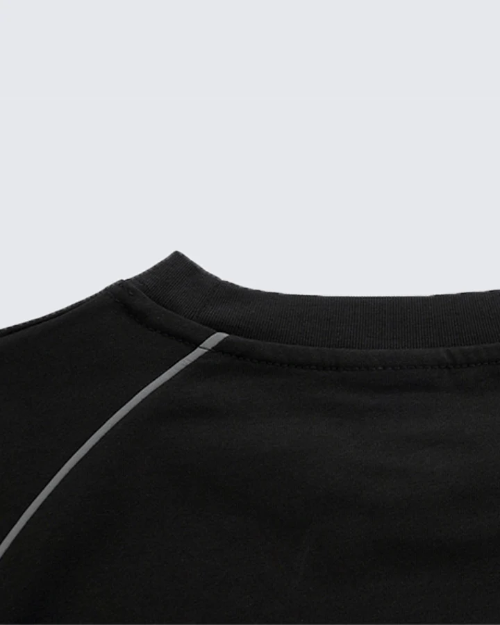 Contrast Sleeve Letter Print Street Style Long Sleeve T-Shirt - Image 8