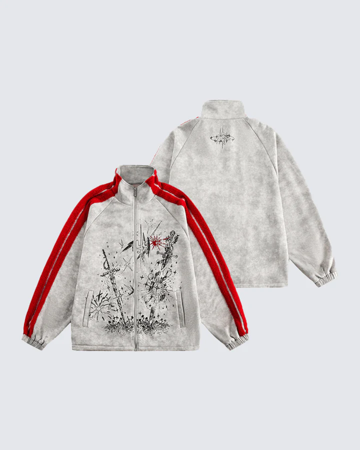 Graphic Print Contrast Stripe Zip Sportswear - Image 2