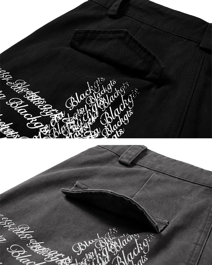 Cross Letter Print Wide-Leg Cargo Pants - Image 10