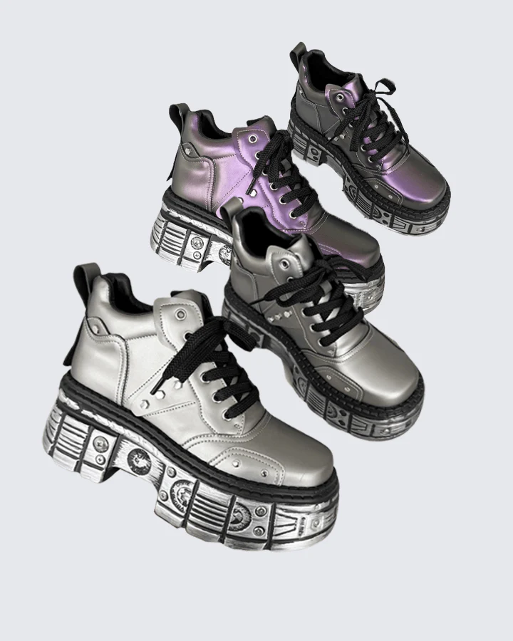 Cyberpunk Chunky Platform Sneakers – Futuristic Streetwear Boots - Image 3