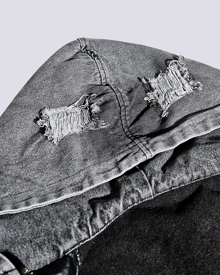 Deconstructed Layered Distressed Leather Jacket - Image 5