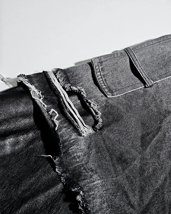Deconstructed Layered Distressed Leather Jacket - Image 6