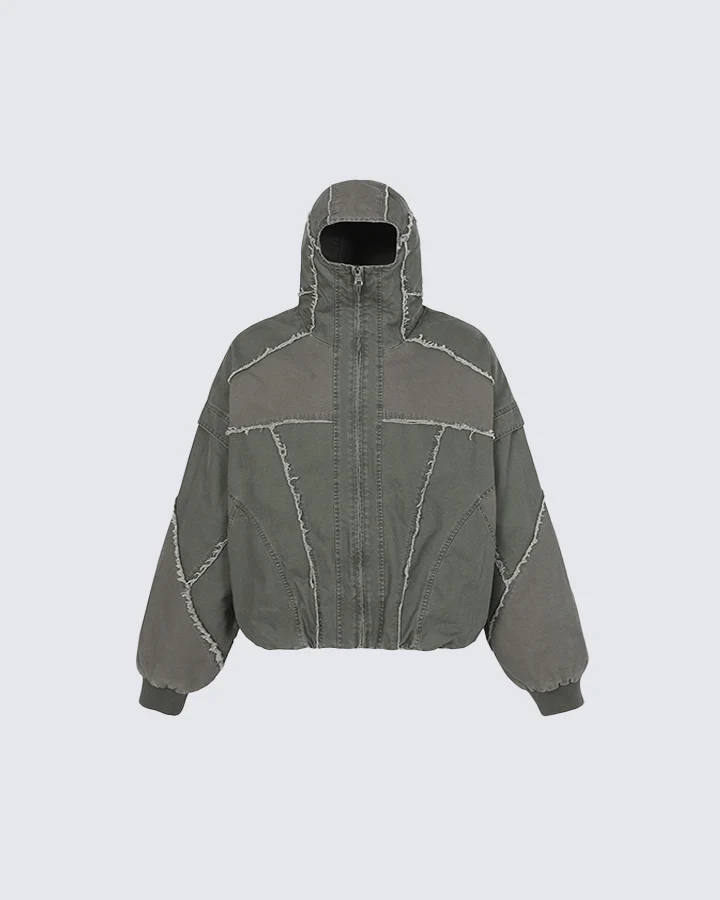 Deconstructed Patchwork Hooded Jacket - Image 4