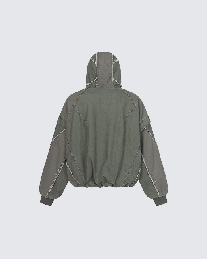 Deconstructed Patchwork Hooded Jacket - Image 5