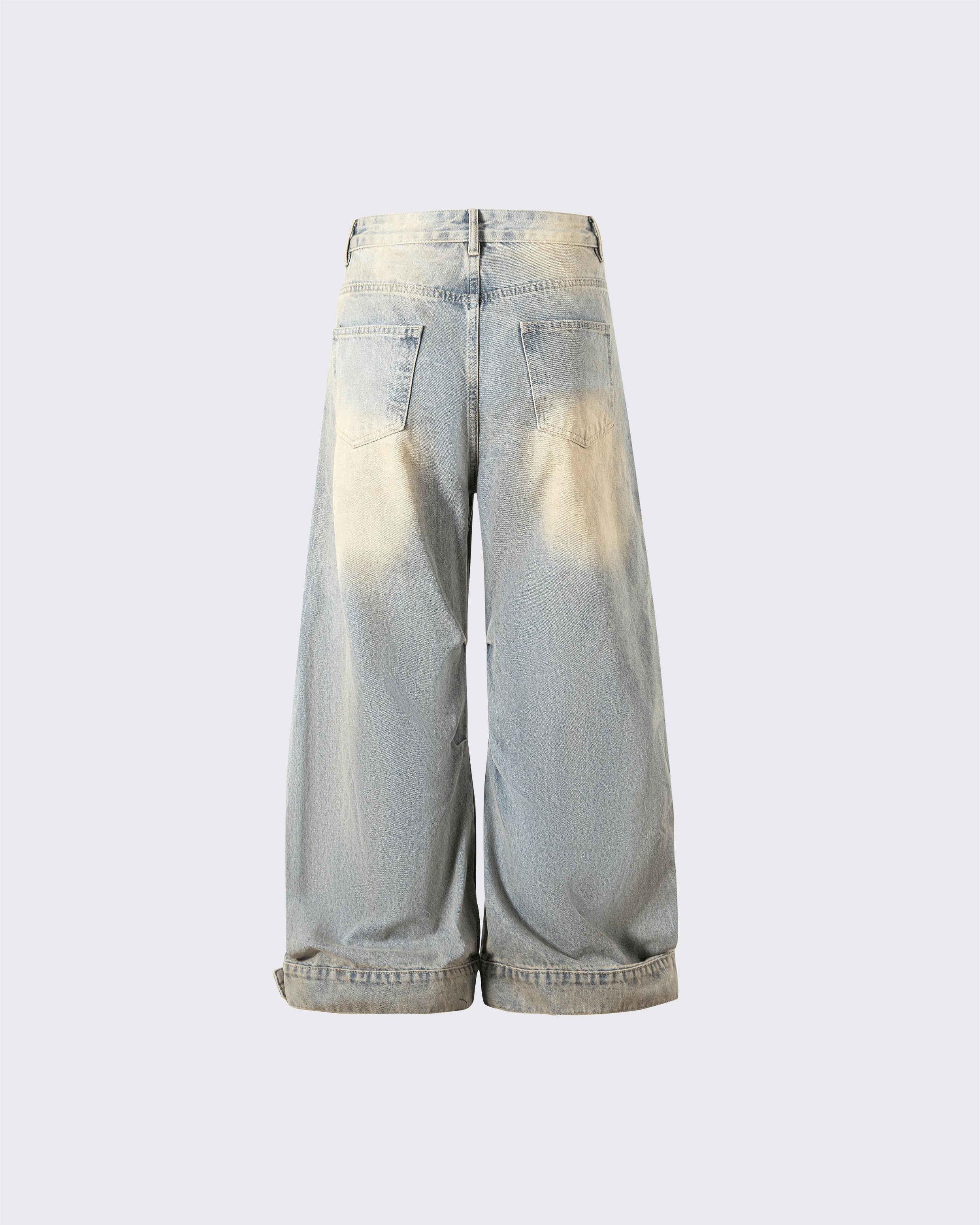 Wide-Leg Denim Jeans with Buttoned Hem - Image 3