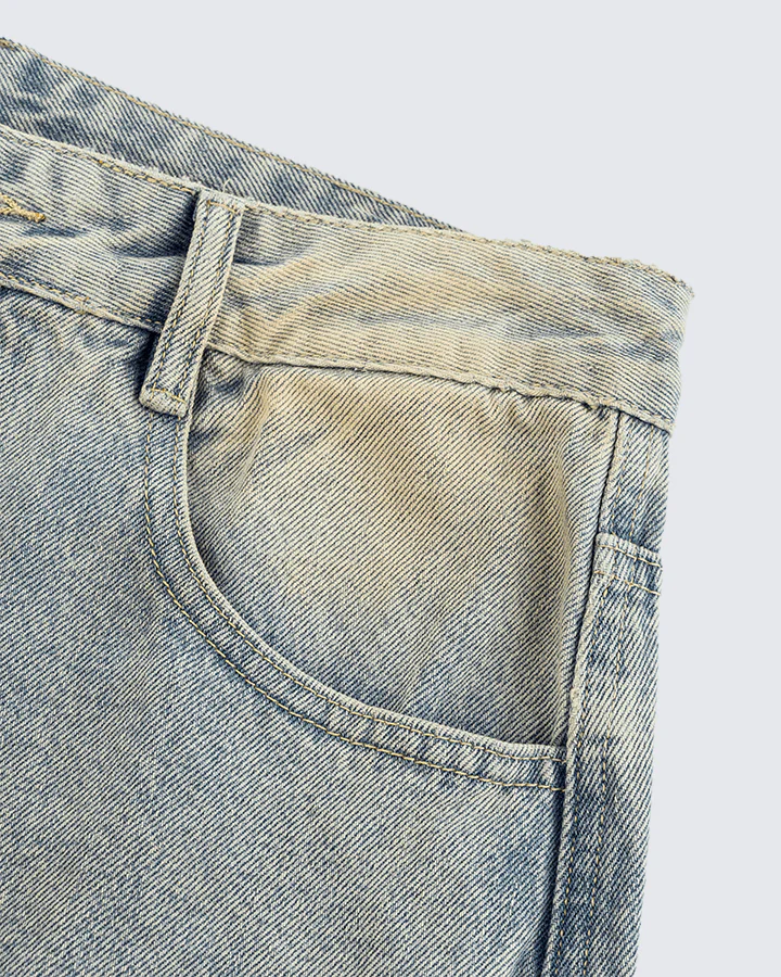 Wide-Leg Denim Jeans with Buttoned Hem - Image 5