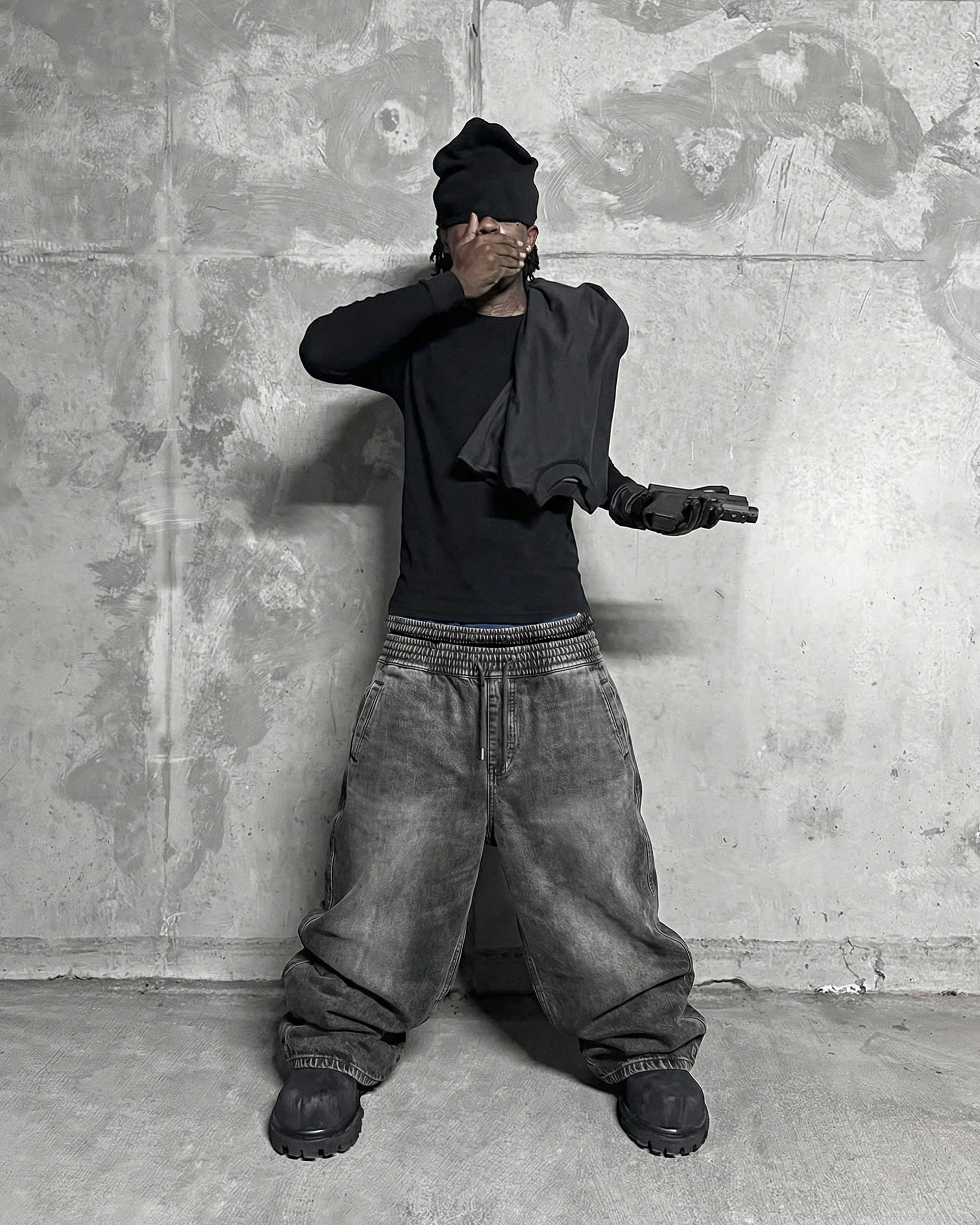 KIIKIO-Double-Ended Washed Loose-Fit SweatPants - Image 13