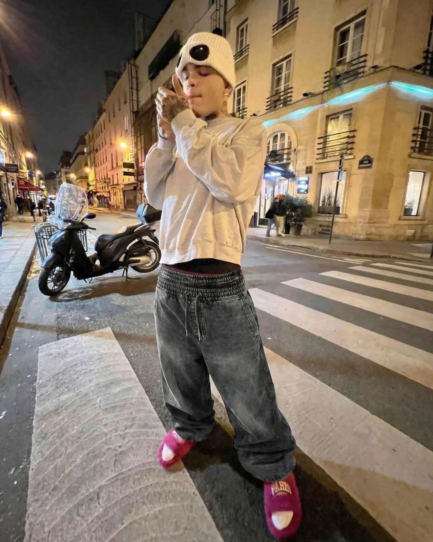 KIIKIO-Double-Ended Washed Loose-Fit SweatPants - Image 15