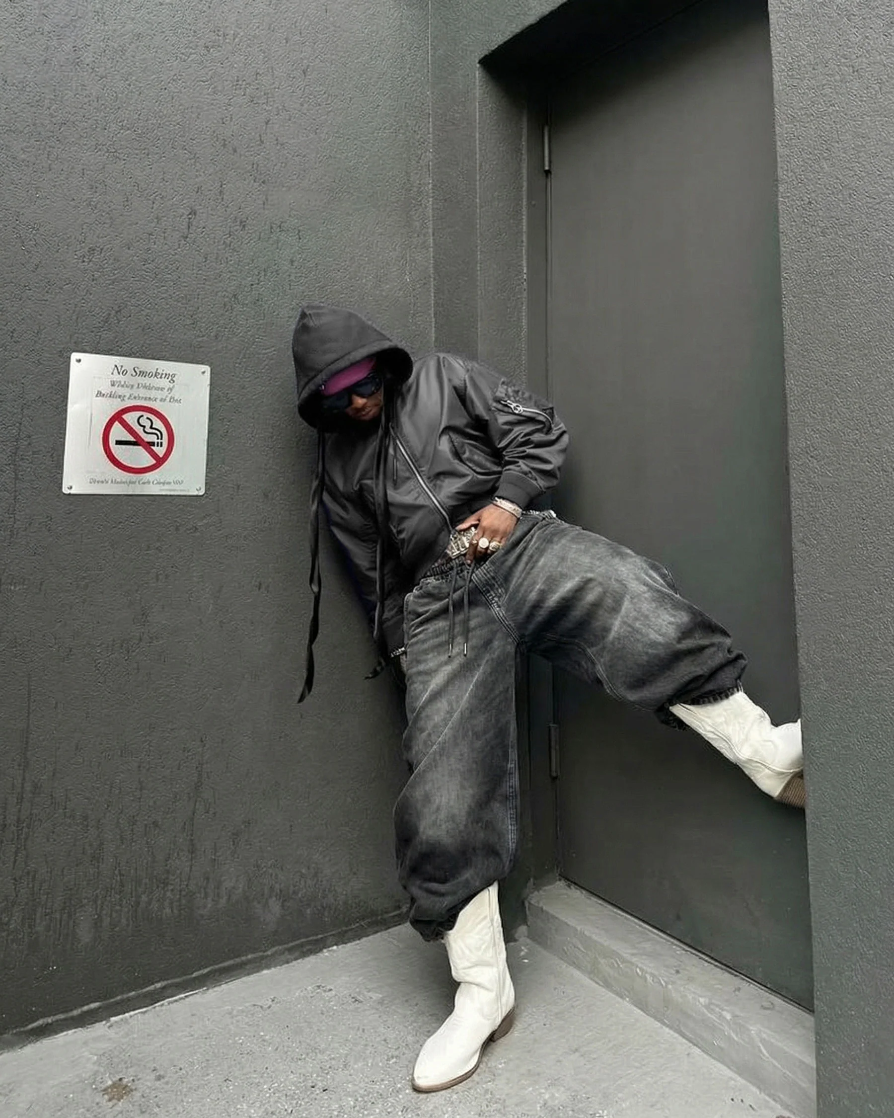 KIIKIO-Double-Ended Washed Loose-Fit SweatPants - Image 7