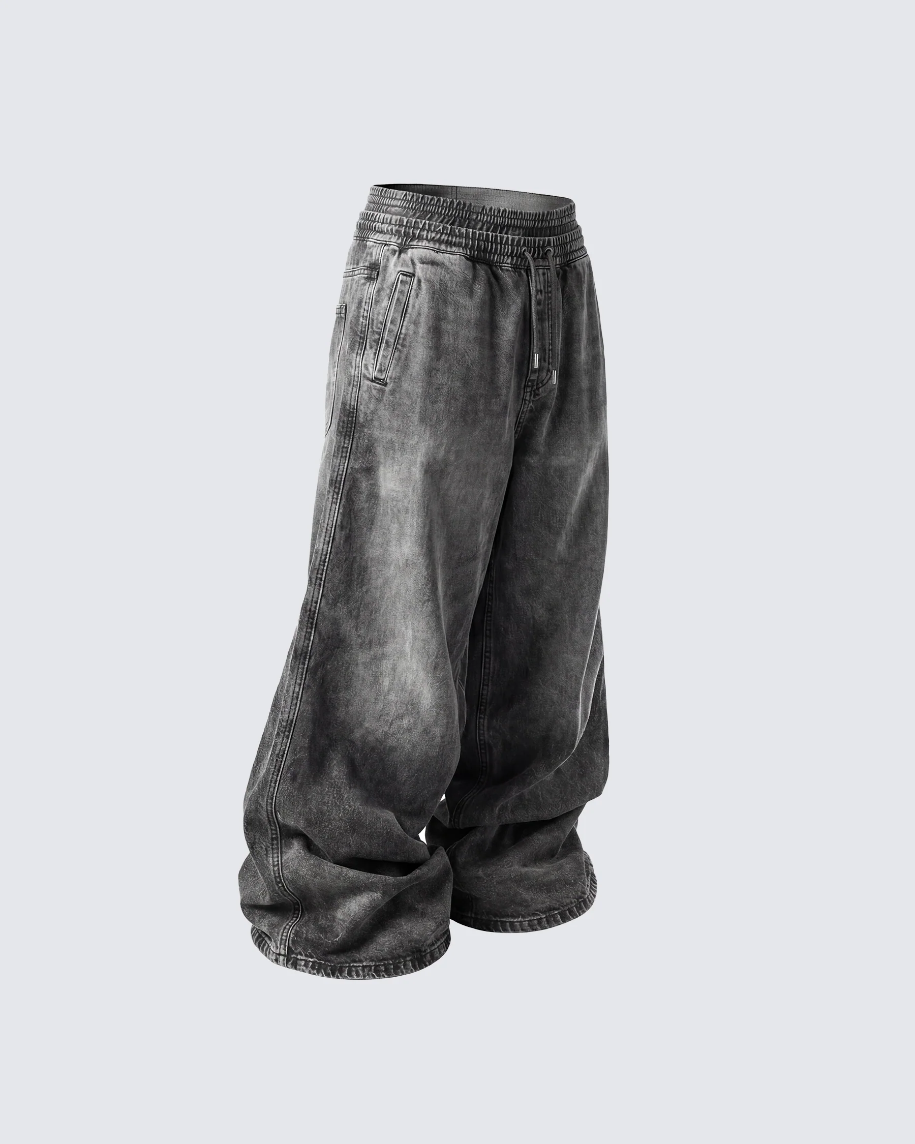 KIIKIO-Double-Ended Washed Loose-Fit SweatPants - Image 8