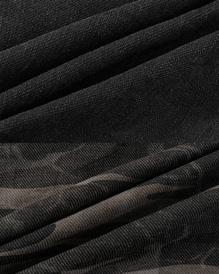 Double-Waist Camo Patchwork Distressed Wide-Leg Pants - Image 13