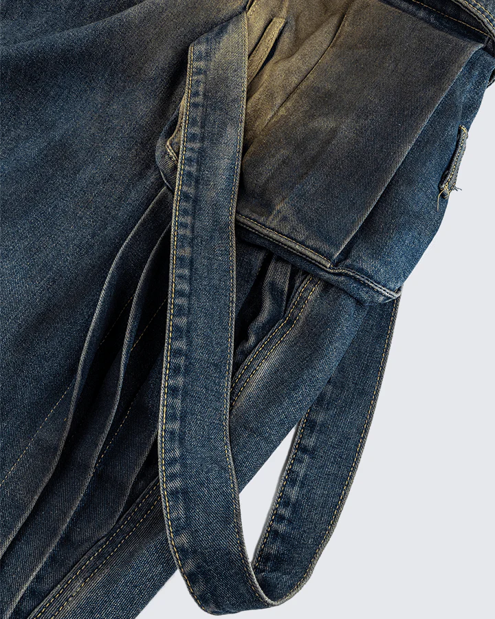 Faded Cargo Wide-Leg Denim Pants - Image 10