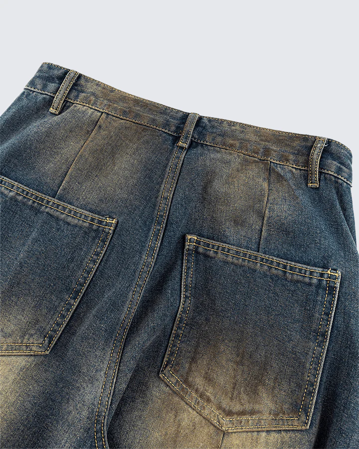 Faded Cargo Wide-Leg Denim Pants - Image 6