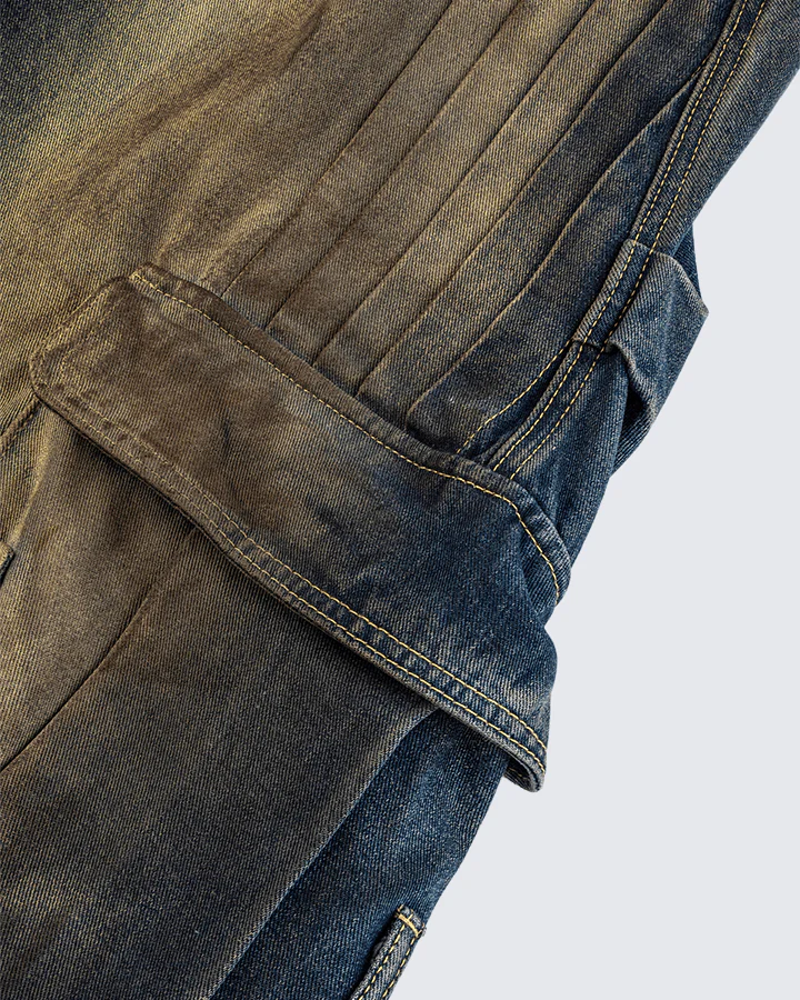 Faded Cargo Wide-Leg Denim Pants - Image 8