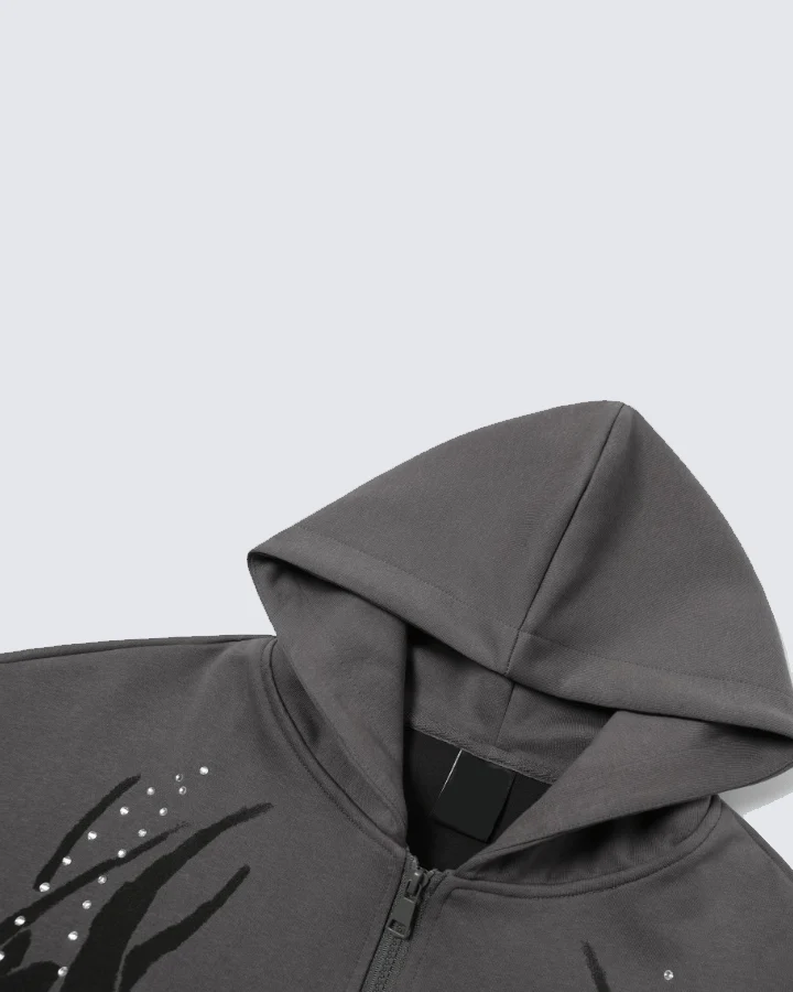 Rhinestone Flame Graphic Hoodie - Image 5