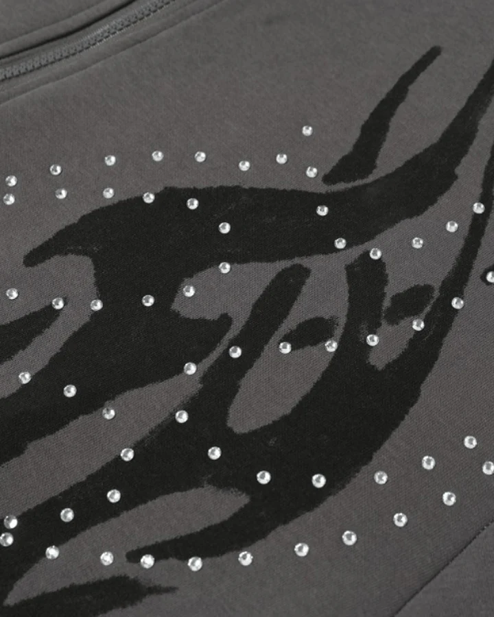 Rhinestone Flame Graphic Hoodie - Image 6