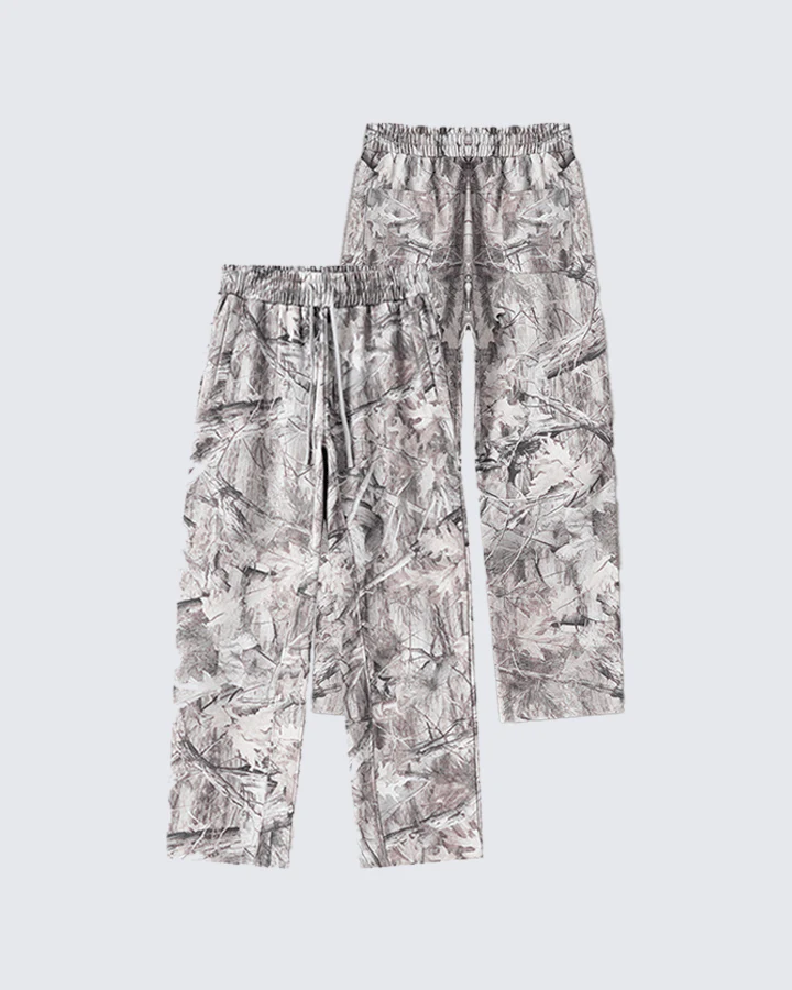 Fleece-Lined Camouflage Print Straight-Leg Pants - Image 3