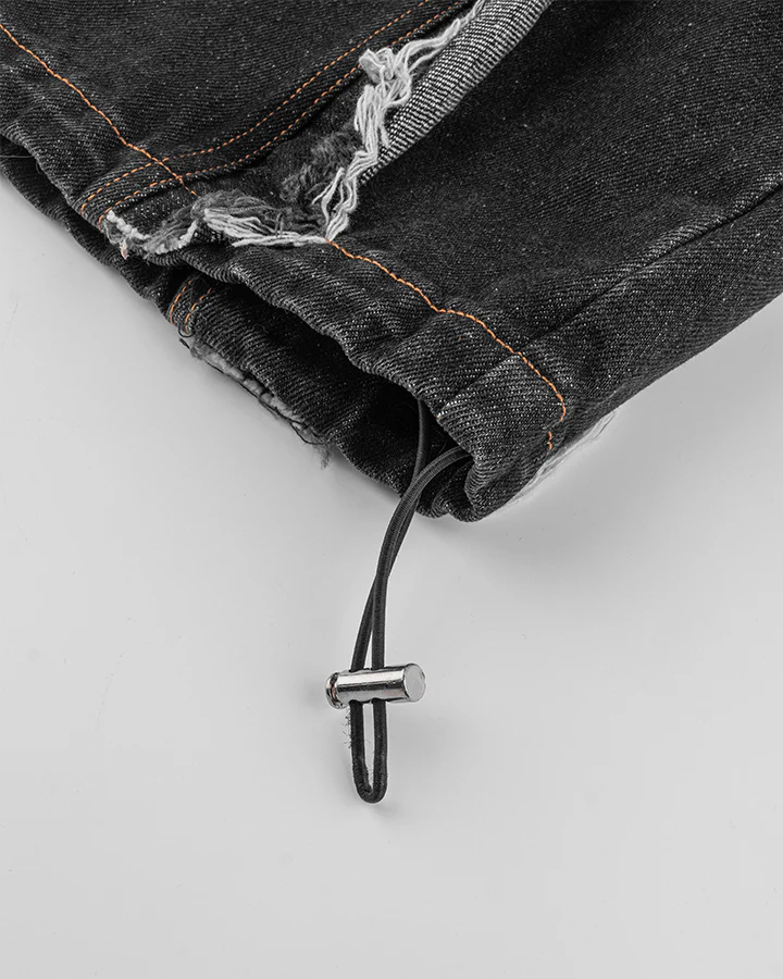 Frayed Patchwork Wide-Leg Denim Pants - Image 12
