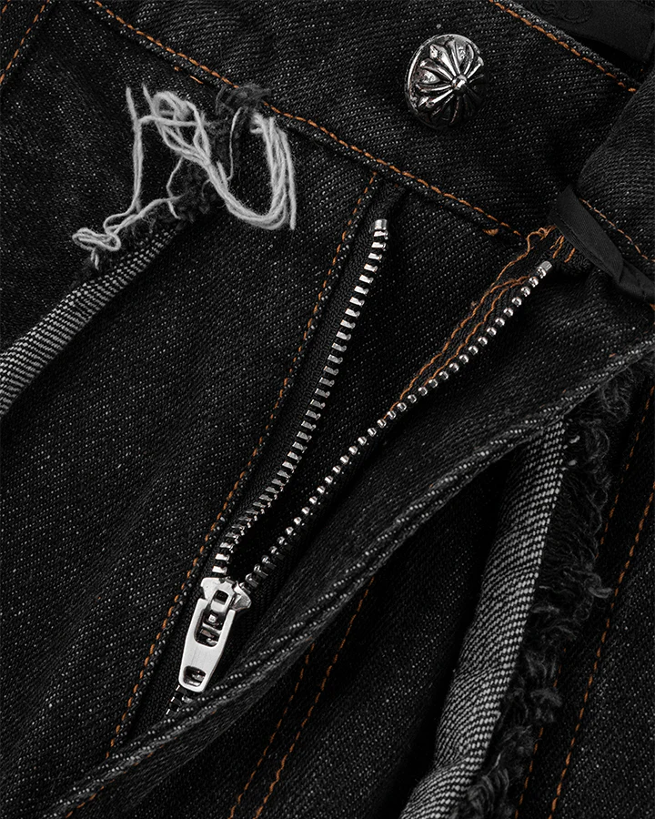Frayed Patchwork Wide-Leg Denim Pants - Image 7